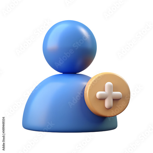 3d follow icon person plus sign