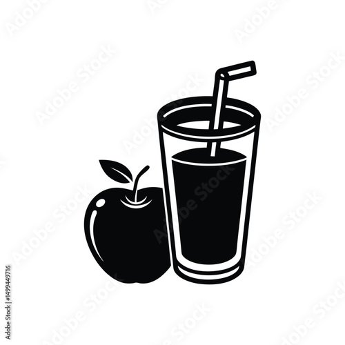 Flat and Minimal apples fruit juice icon vector illustration isolated on white background