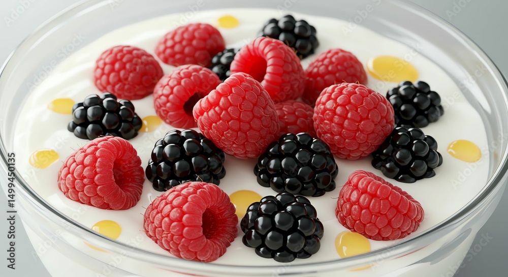 Raspberry and Blackberry with Yogurt and Honey