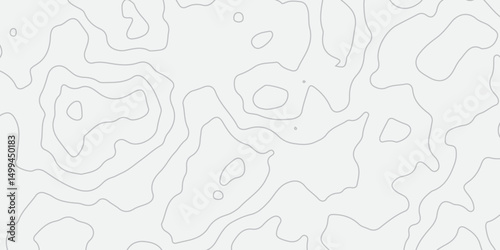 Abstract grey Topographic map design on white background with Seamless pattern with lines. geographic contour map paper texture. Retro topographic map. geographic mountain relief. Vector.Illustration.