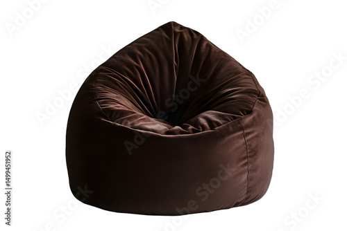 A plush, dark brown beanbag chair, softly curved and inviting, ideal for relaxation and comfort