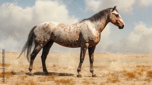 Light gray horse in golden field