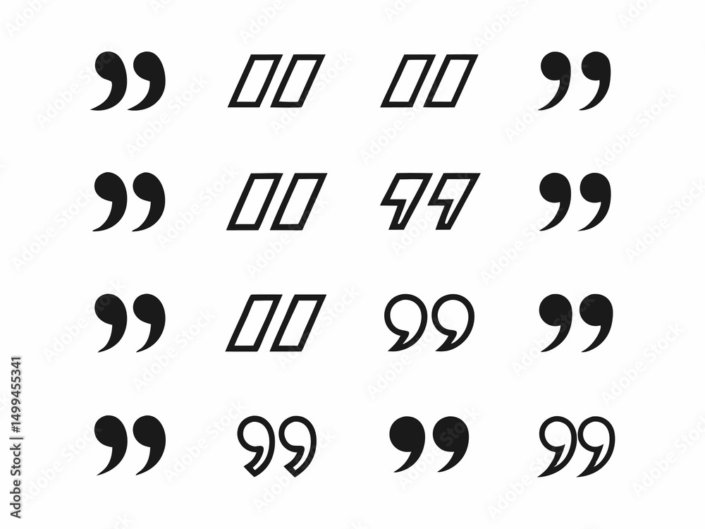 Fototapeta premium Exclamation Mark Collection. Black comma icon set. Speech mark. Inverted comma symbol.