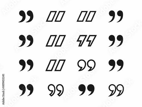 Exclamation Mark Collection. Black comma icon set. Speech mark. Inverted comma symbol.