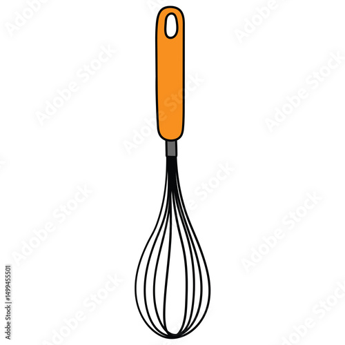 Hand drawn cartoon whisk on white background.