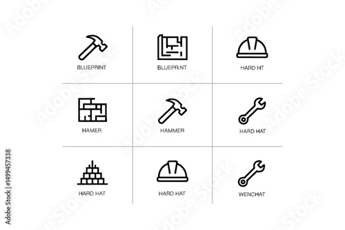 construction icon set, under construction icon, hard hat icon, property icon, roofing icon, cog icon, hard hat, safety icon, white hard hat icon, ppe icon, construction machinery icons, building const