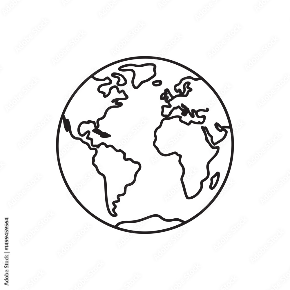 Naklejka premium world map silhouette shapes, illustration line art