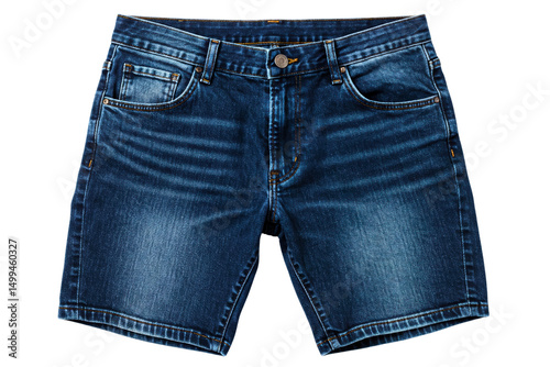 Classic denim shorts suitable for casual summer wear isolated on a transparent background