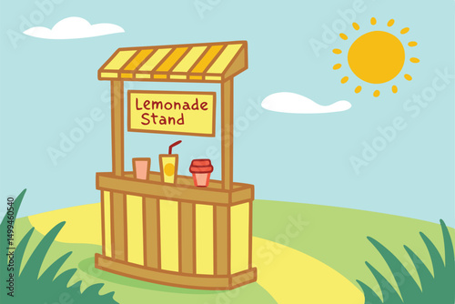 Vibrant Outdoor Lemonade Stand with Price Board Advertisement Design