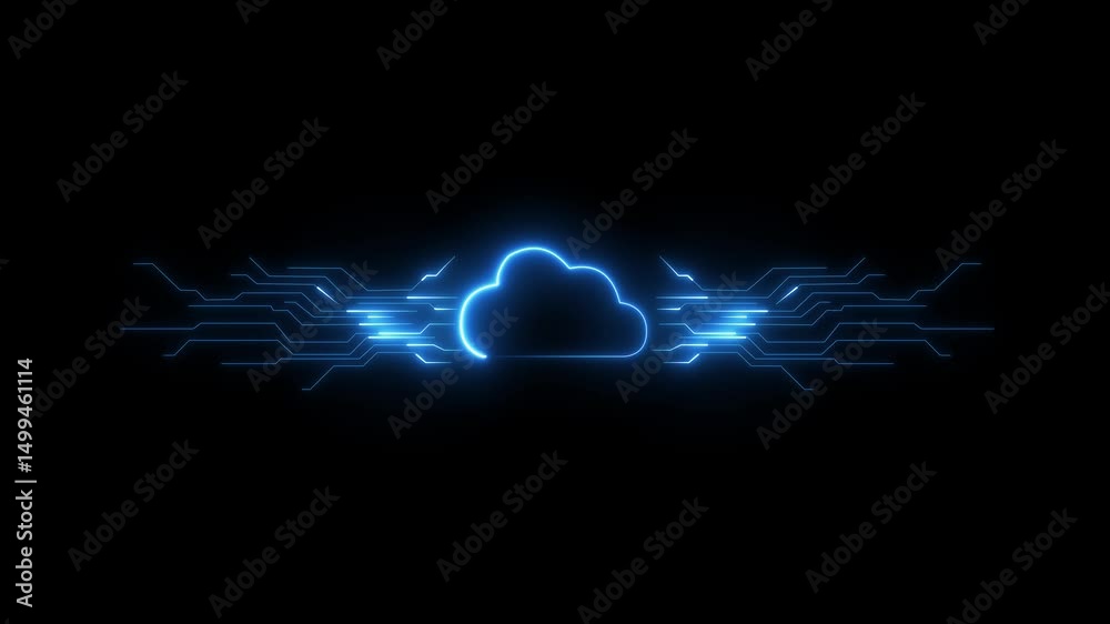 Cloud mining or GPU render network. Backup and privacy data management Cloud technology concept for data management system, online database storage, networking and internet service.