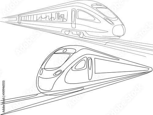 Bullet Train Line Art – Futuristic Railway Vector Illustration.