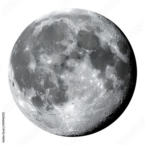 Photorealistic moon isolated on a transparent background, PNG