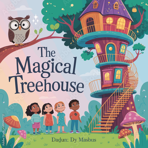 Book cover for kids illustration or coloring book