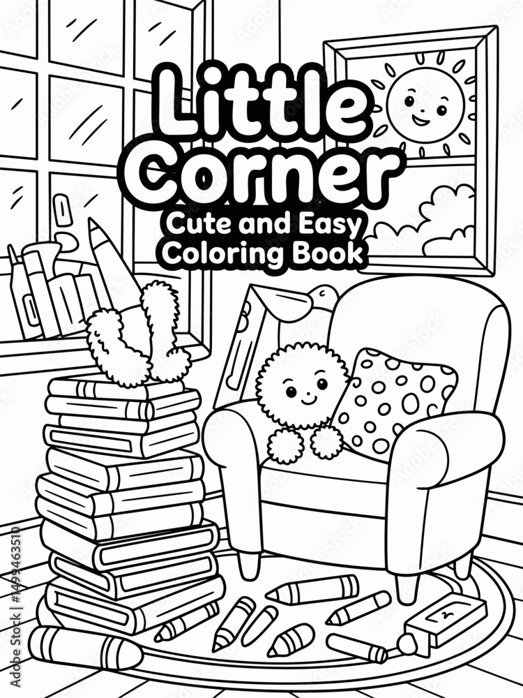 Fototapeta premium Book cover for kids illustration or coloring book