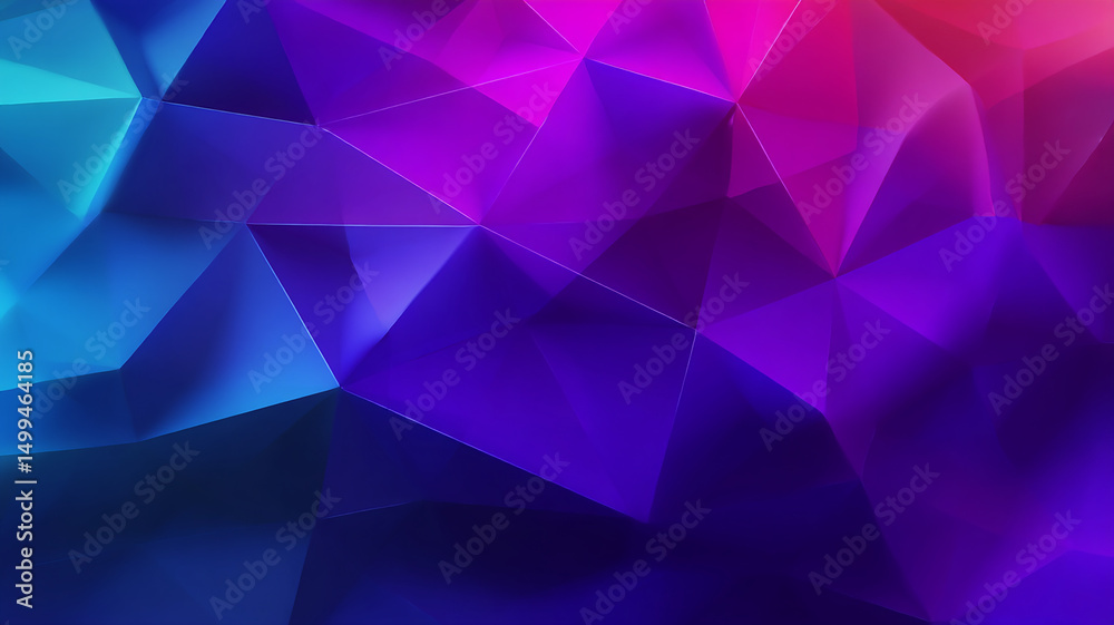 Obraz premium Low-poly triangle background, high detail, smooth neon color gradient