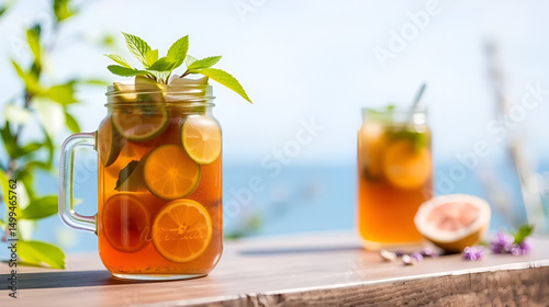 Refreshing Sun Tea Respite for Summer: Organic Raw Energy in a Jar with Natural Brown Hue