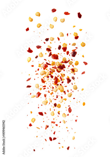 Wallpaper Mural Colorful Chili Flakes and Seeds Exploding in the Air Torontodigital.ca
