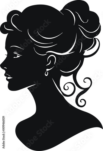 A set of vector silhouettes depicting diverse women's faces