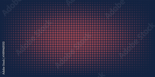Red halftone dots blue color pattern gradient grunge texture background. Dot pop art comic sport style vector illustration. Eps10