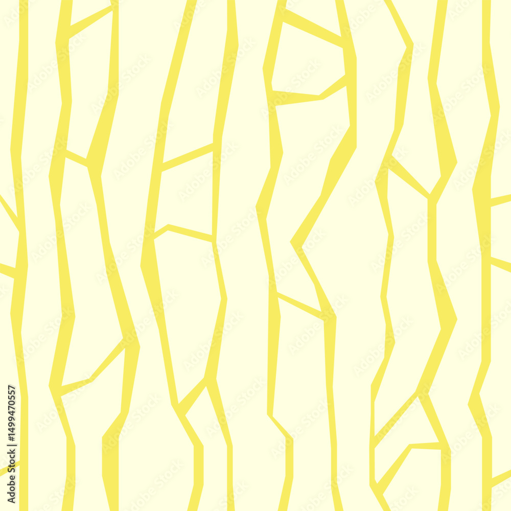 Fototapeta premium Abstract butter yellow print, background with broken lines. Seamless lemon yellow minimal pattern with abstract lines - kintsugi print. Trendy and stylish pattern for fabric, textile, wallpaper.