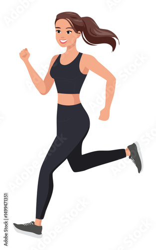 woman running in black sports bra and pants