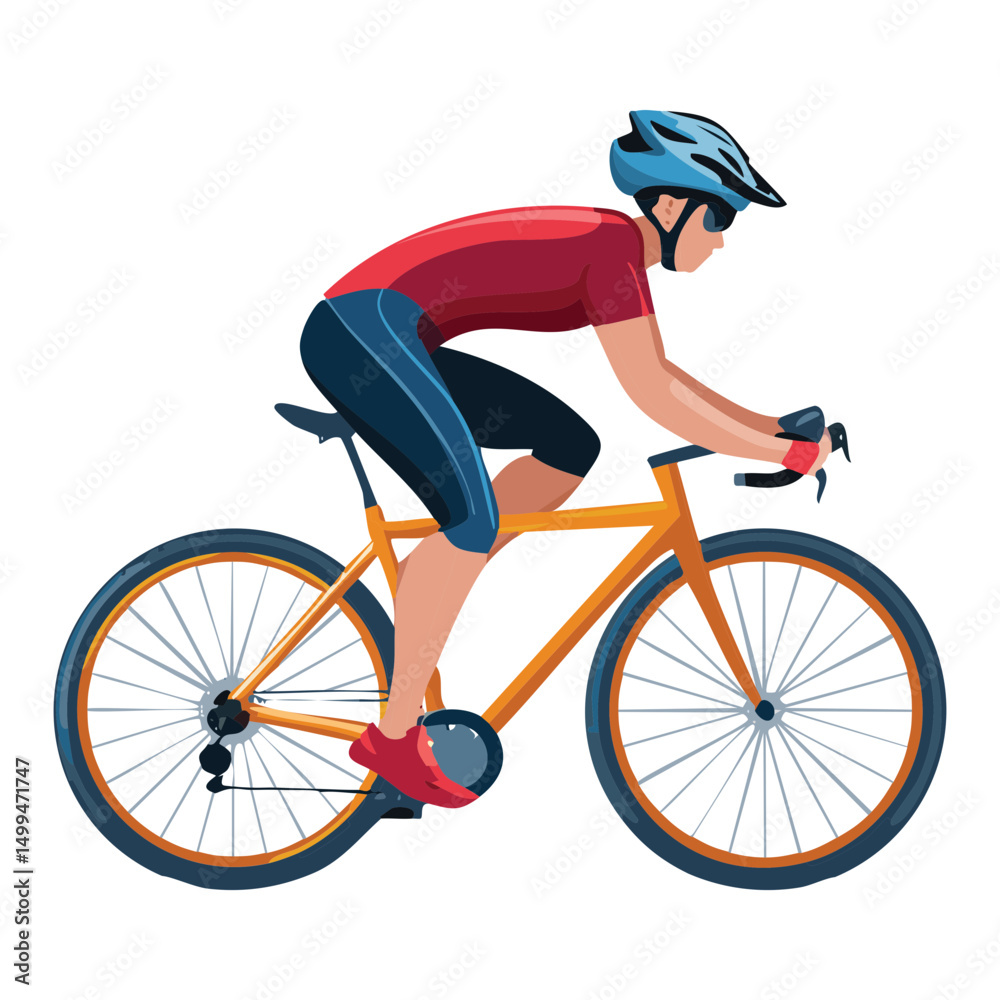 Naklejka premium cyclist on a yellow bike in athletic gear