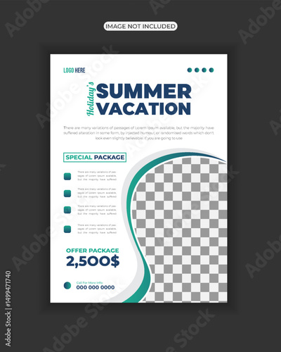 Vector modern business travel flyer and travel agency poster design template