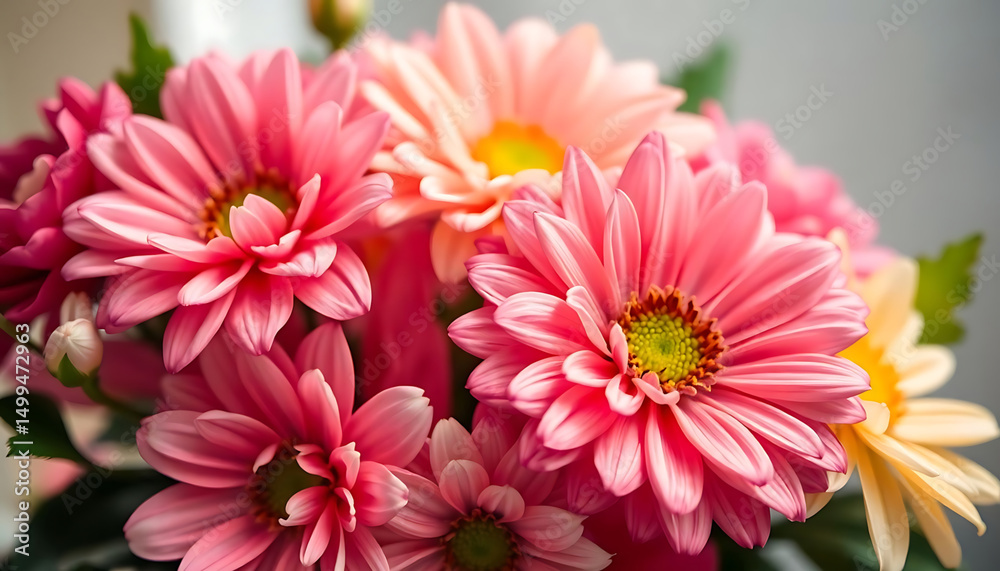Obraz premium vase filled with pink and yellow flowers