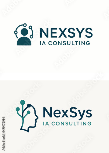 Modern AI Consulting Logo – NexSys Technology Branding Design 