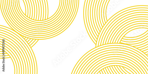 Doodle banner with yellow ramen pattern on white background. Wave abstract pattern.