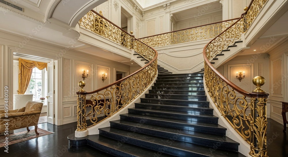 Obraz premium Ornate Staircase Grand Entryway Elegance