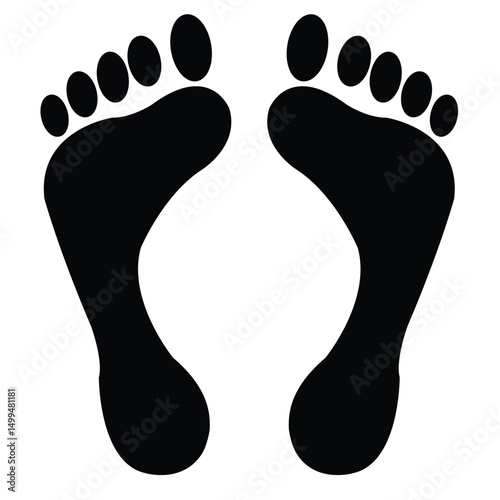 Cute cartoon hand drawn vector human footprints  silhouette.
