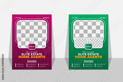 Stylish Real estate flyer design tamplate .A4 real estate unick and tranding layout flyer design .Creative home for seals