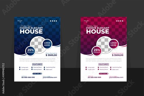 Stylish Real estate flyer design tamplate .A4 real estate unick and tranding layout flyer design .Creative home for seals