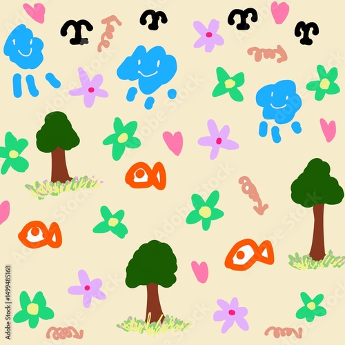 seamless pattern with mushrooms