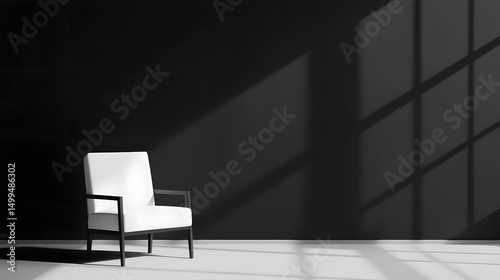 Dramatic studio spotlight on an empty black room with shadows
