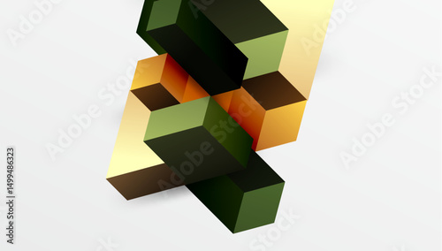 Abstract geometric shapes overlap, creating complex visual texture. Warm, cool tones blend, suggesting depth, dimension. Minimalist design.