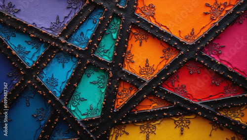 Stained Glass Harmony: A vibrant mosaic of colors and intricate details creates a stunning display of artistic elegance, reminiscent of the classic stained glass found in historical cathedrals.