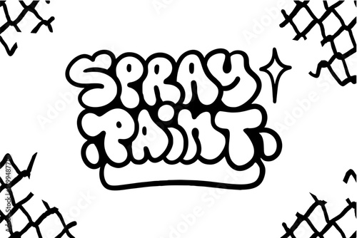 Bold black graffiti-style lettering of “SPRAY PAINT” on white background. Perfect for urban art, street culture, hip hop designs, and creative graffiti projects.