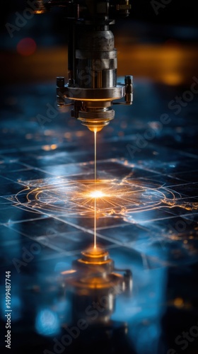 Laser Cutting Machine Precision Industrial Process Close Up Modern Technology Automation Manufacturing
