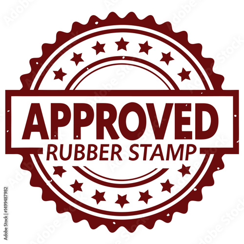 rubber stamp, circular shape, bold uppercase sans-serif font, distressed vintage texture, deep red ink with uneven coverage and ink splatters, slightly tilted, rough worn edges, realistic rubber stamp