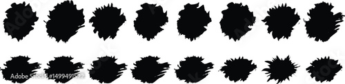 Set of black paint brush. Collection of brushes vector illustration on white background