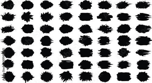 Set of black paint brush. Collection of brushes vector illustration on white background