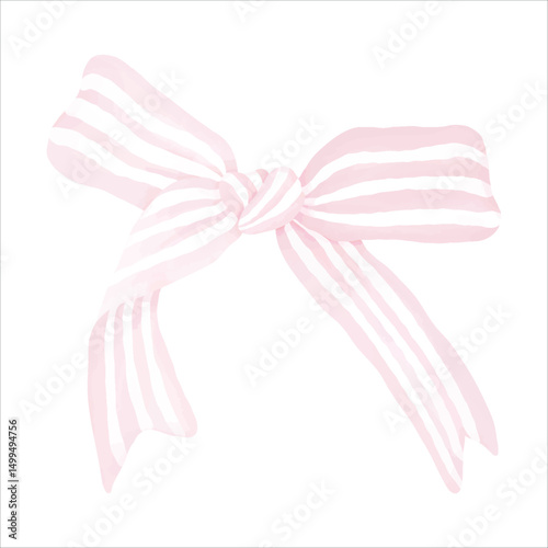 Hand-painted pink bow in soft watercolor style — perfect for feminine designs, baby showers, romantic themes, and elegant packaging.