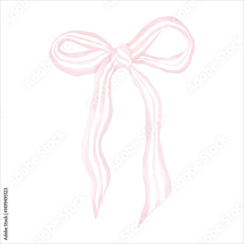 A delicate hand-painted pink ribbon, created with soft watercolor technique. Perfect for adding a romantic, feminine touch to your design projects.