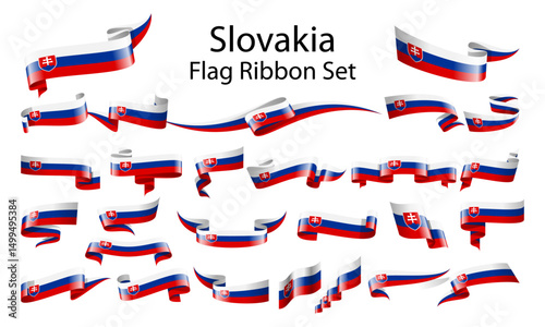 Slovakia ribbon flag set