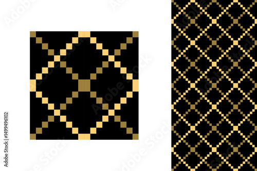 Vector fabric prototype, ceramic tile pattern and seamless pixel geometric t-shirt pattern designed for wallpaper, background image, tile pattern, fabric pattern.