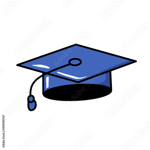 Graduation cap vector illustration in flat cartoon style. Academic symbol used in ceremonies, schools, and universities. Perfect for education themes