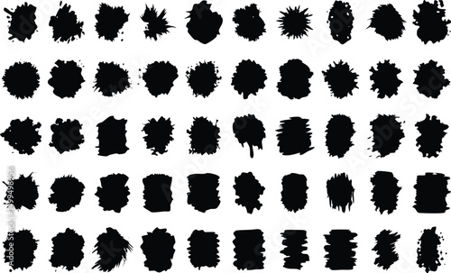 Vector collection of artistic grungy black paint brush, creative brush stroke set vector isolated on white background.