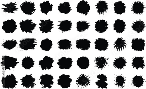 Vector collection of artistic grungy black paint brush, creative brush stroke set vector isolated on white background.